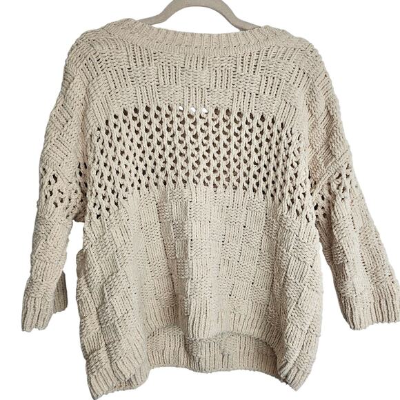 Moth Anthropologie Sweater Open Knit Sweater Women M Cream Pullover Sweater - Picture 8 of 8